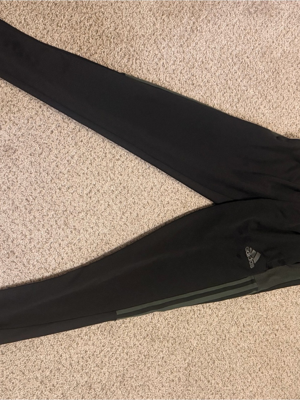 adidas Black Joggers with Olive Stripes